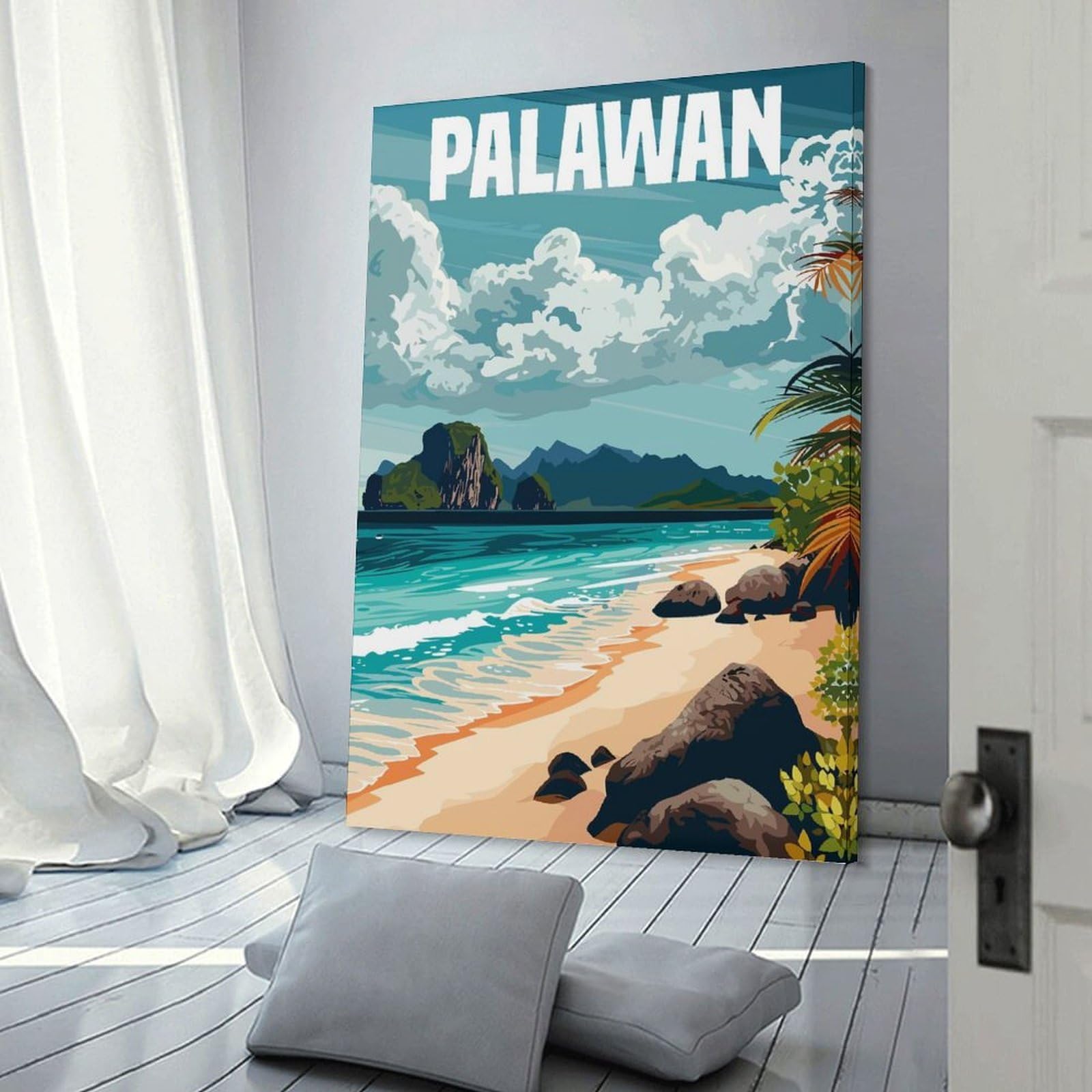 Junmoney Canvas Art Print Palawan Islands, 20x30inch(50x75cm), for Gallery Wall Layouts in Home Or Office, A Versatile Canvas Print for Layering