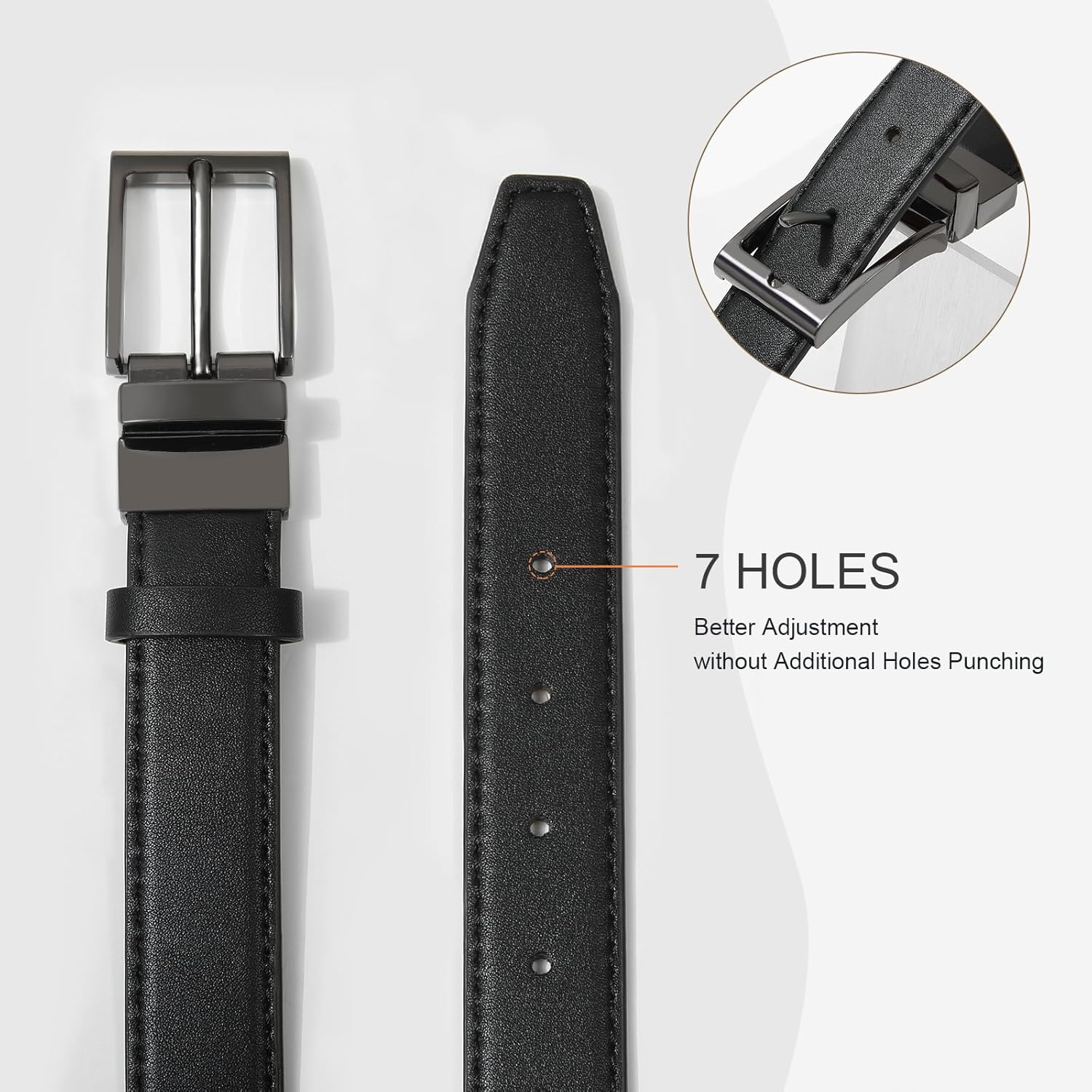 AWAYTR Reversible Kids Belts for Boys - Black and Brown Leather Belt for School Uniform Casual Jeans - Image 6