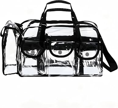 Large Clear Makeup Bag - Professional Transparent Vinyl PVC Makeup Kits Organizer for MUA Carry All Artist Traveling Cosmetic with 4 External Pockets & Tissue Holder