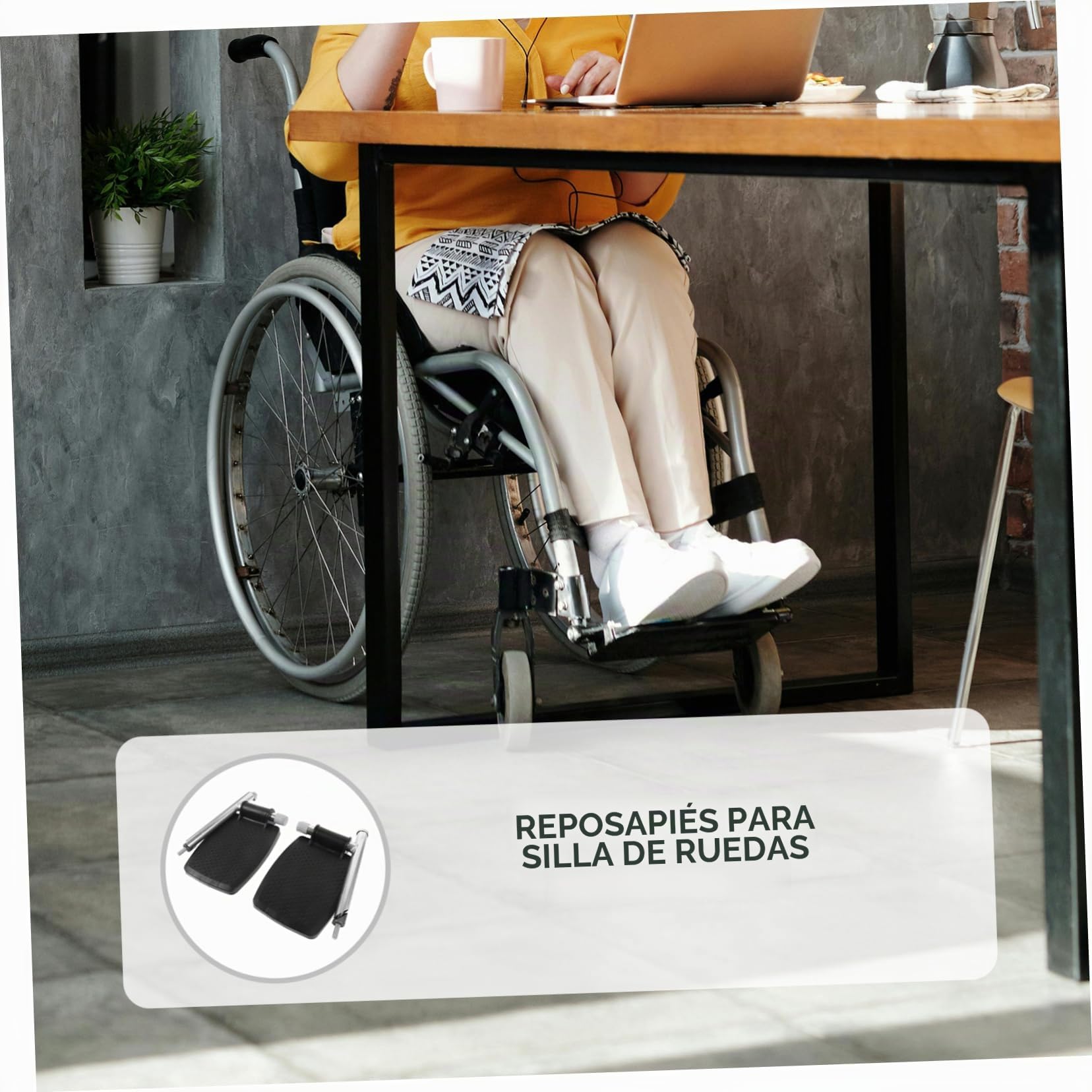 1Par Reposapiés Universal Sillas de Ruedas Repuesto de Pedal y Almohadilla Compatible con Sillas de Ruedas Deportivas y Reclinables