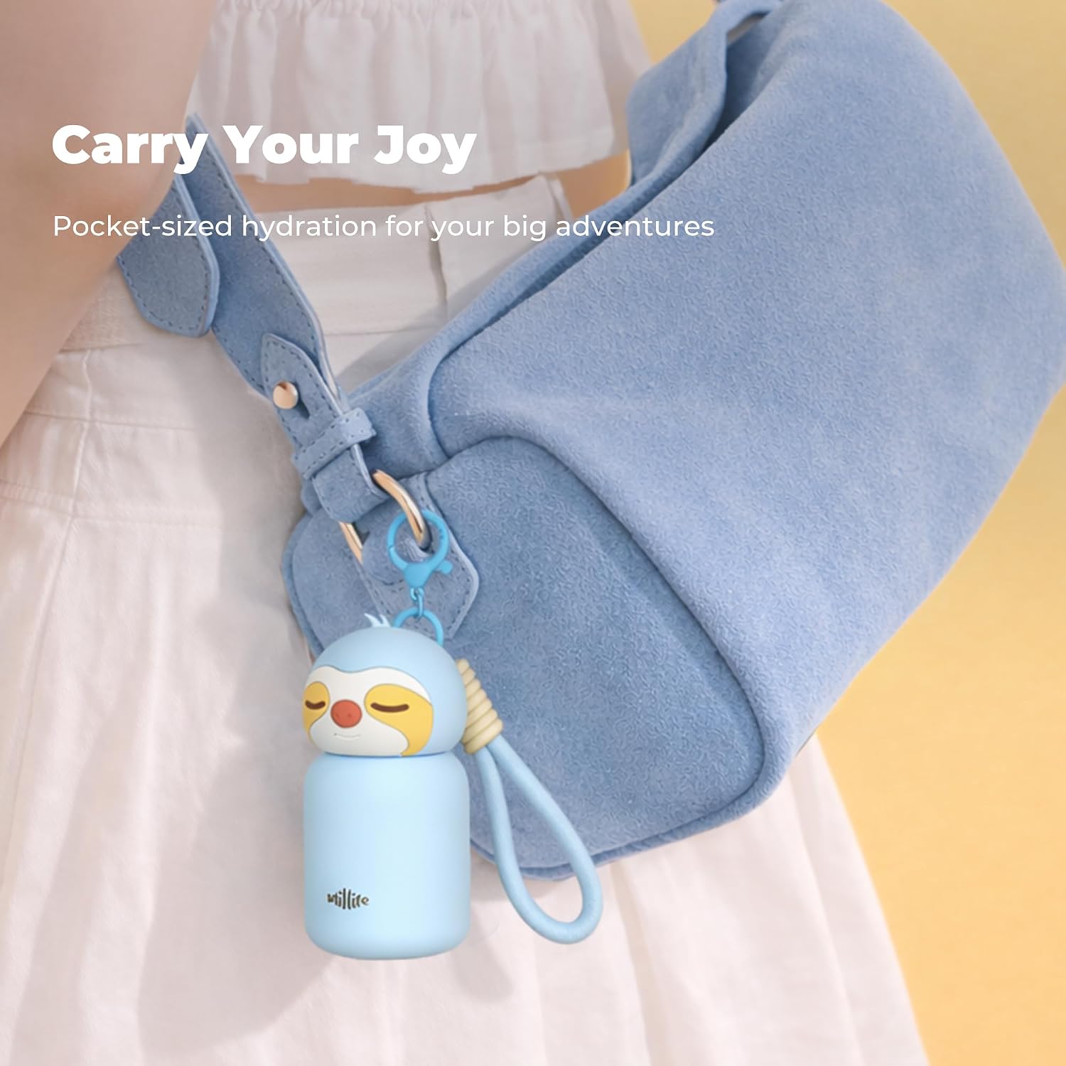 4.1oz Mini Insulated Water Bottle, Portable Coffee Cup, Small Travel Cup Vacuum Double Wall Mini Tumbler, Bag Hanging Cute Drink Bottle for Office Travel Women Gift(Sloth) image 2