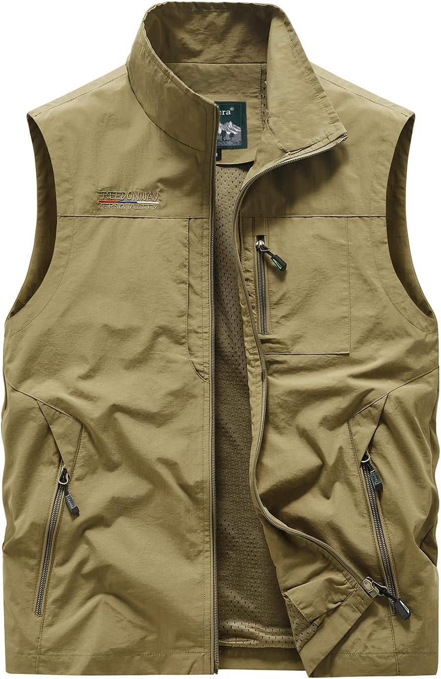 Mens Photo Vest Outdoor Fishing Vests Lightweight Sleeveless Safari Vest