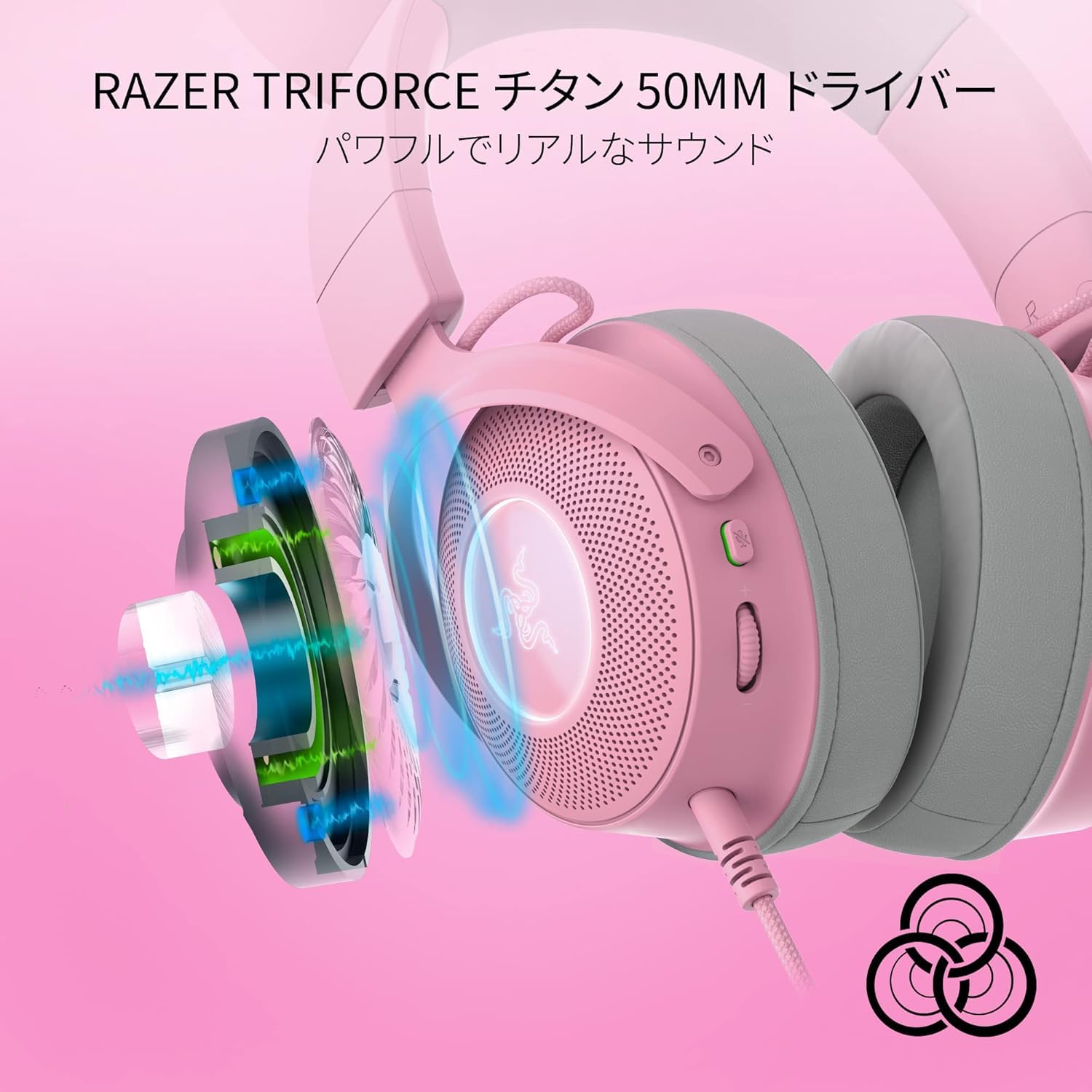 Razer Kraken Kitty V2 Pro（Quartz Pink） Razer Kraken Kitty V2 Pro Quartz Pink Interchangeable Wired Gaming