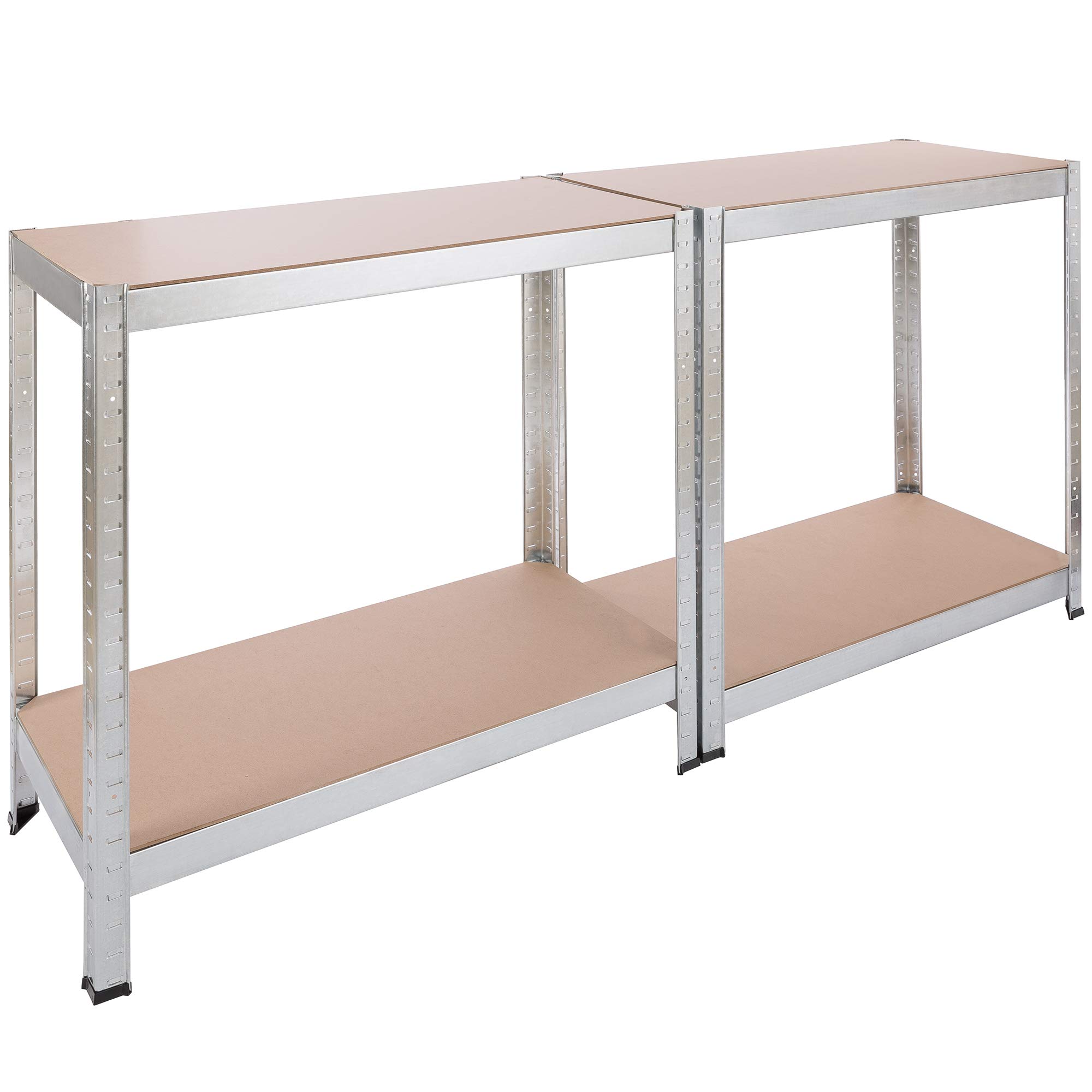 Arebos Schwerlastregal 2er Set | 160x80x40 cm | 320kg Tragkraft | 4 MDF Platten | Einfache Montage durch Stecksystem Regal Lagerregal Kellerregal Steckregal Werkstattregal verzinkt