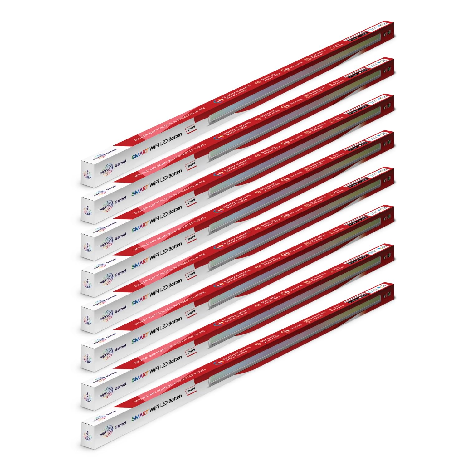 wipro Next Smart Wi-Fi 24W CCT+RGB LED Batten | 16 Million Colours | White Tunable | Dimmable |Scheduling |Scene Creation |Smart Grouping of Lights |Amazon Alexa & Google Asst. Compatible |Pack of 8