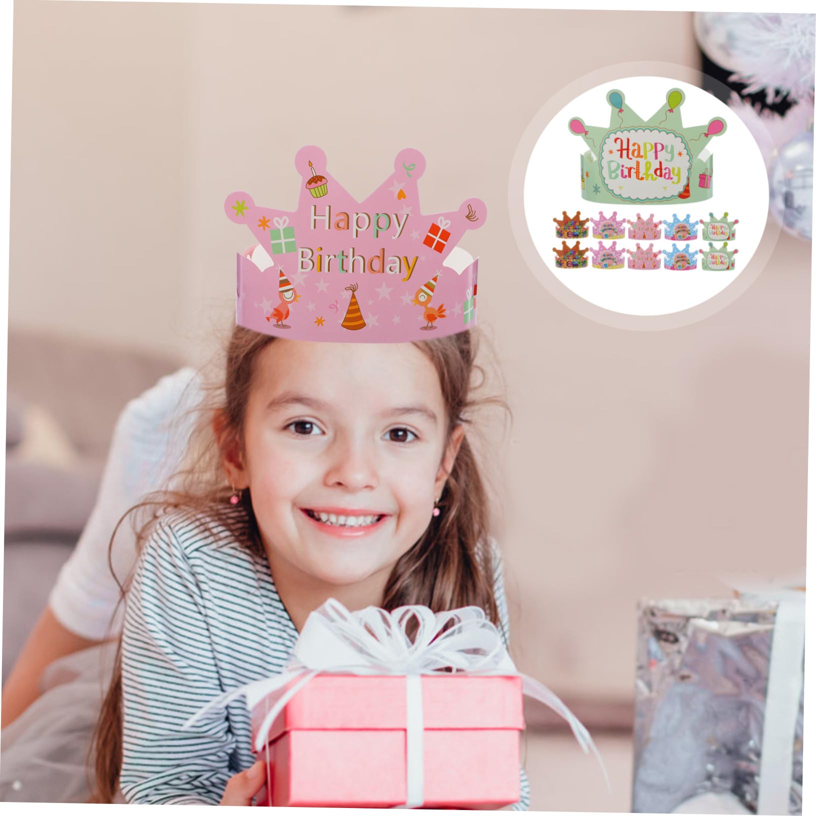 100 Stück Teiliges Geburtstag Partyhüte Bunte Kindergeburtstagsdeko Vielseitige Kopfbedeckung für Mädchen Jungen Festliche Partyaccessoires