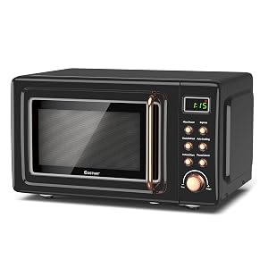 Retro Countertop Microwave Oven Large 0 7Cu ft 700-Watt Cold Rolled Steel Countertop with Time Setting Glass Turntable