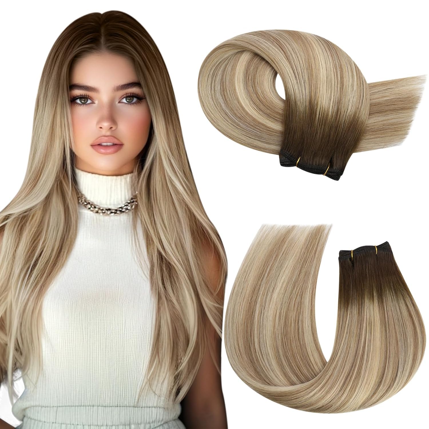 Moresoo Echthaar Weft Extensions Tressen Extensions Echthaar