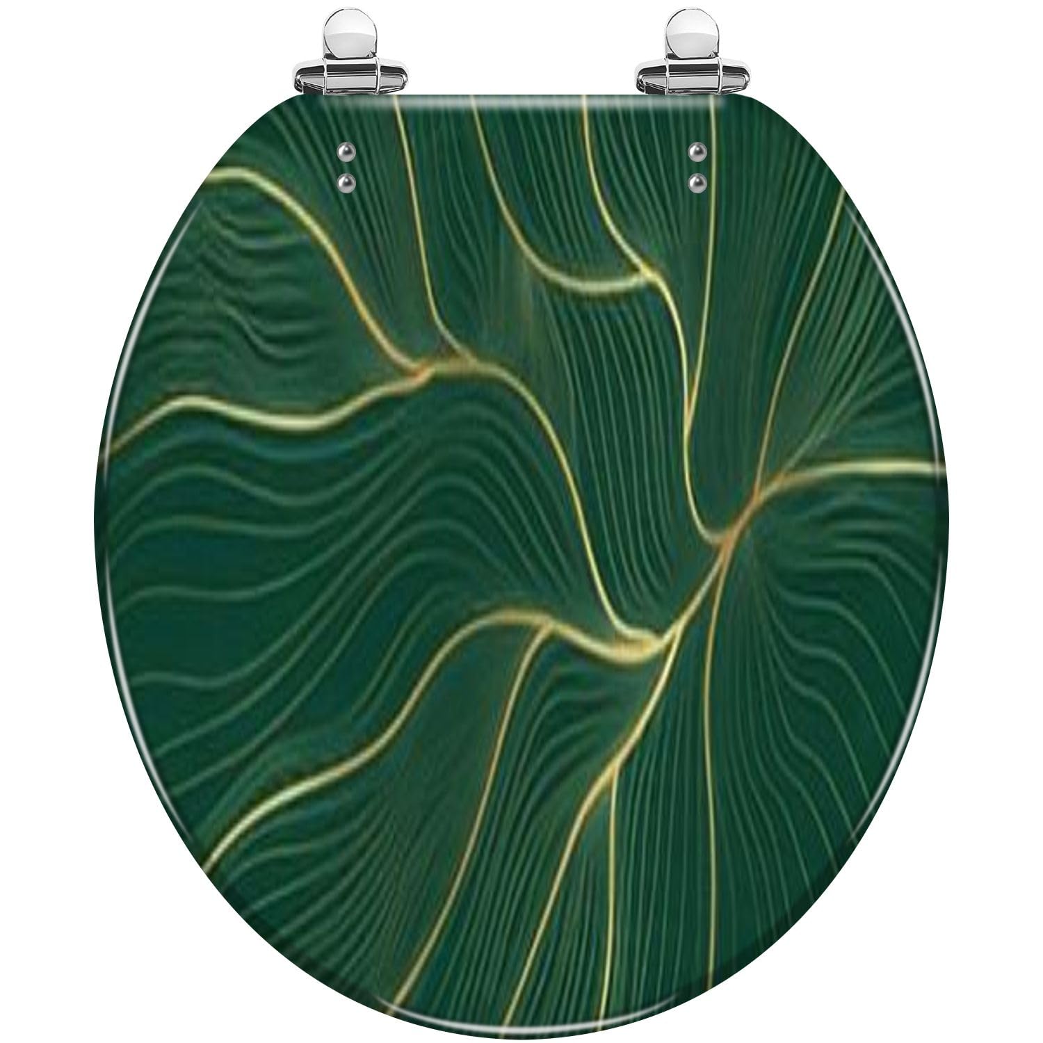 Tazyyzuu Multi5 Purple Lavender Liquid Watercolor Toilet Seat With Golden Lines Pastel Marble Resin Slow Close Quick-Release Hinges(Multi5)