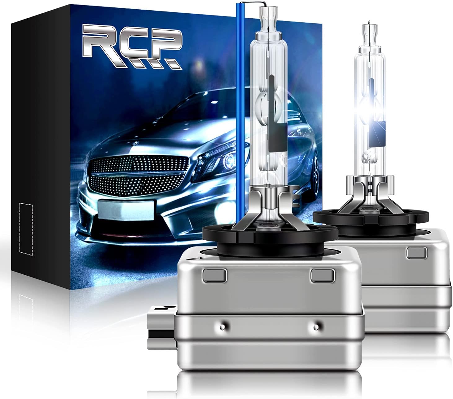 RCP - D1R8 - (A Pair) D1R 8000K Xenon HID Replacement Bulb Factory Ice Blue Metal Stents Base 12V Car Headlight Lamps Head Lights 35W