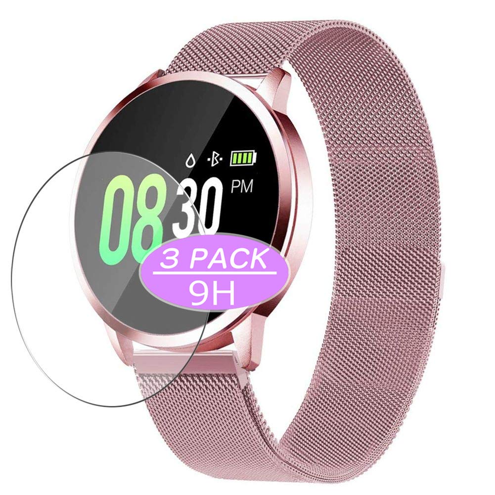 Vaxson 3-Pack Tempered Glass Screen Protector, compatible with Adsvtech 0.95" Q8 SmartWatch, Film Protectors 9H Protective Guard