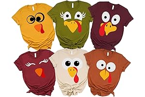 Cute Printify Turkey Face Fall Thanksgiving Shirts