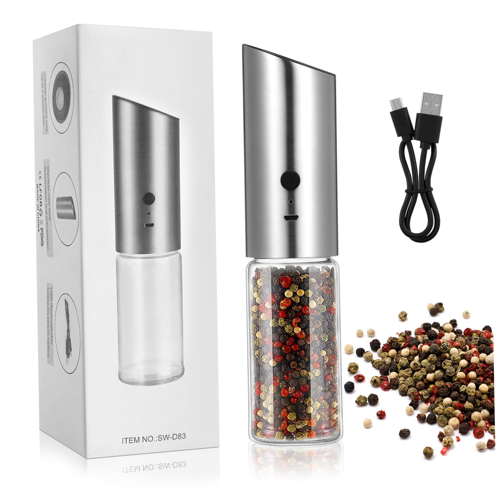 Moulin à sel électrique rechargeable idéal pour vos repas de famille et barbecues