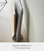 Vista 6 de YAMAZAKI Home Rin - Soporte portátil para computadora portátil para escritorio en dormitorio u oficina, estación de almacenamiento de madera, acero