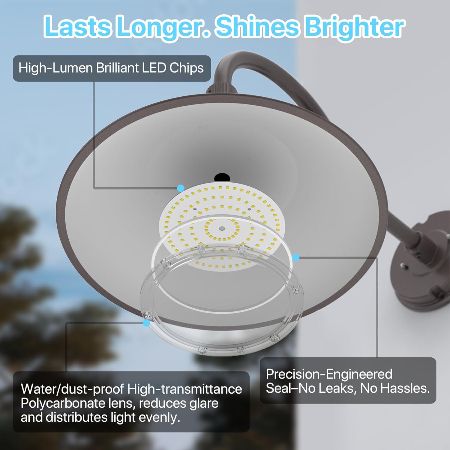 HYPERLITE Gooseneck Barn Light 12inch - 50W/40W/30W Selectable - 3000K/4000K/5000K Switchable IP65 Gooseneck Wall Sconce - 360° Rotation Barn Light Sconce Outdoor for Porch Farmhouse Garage