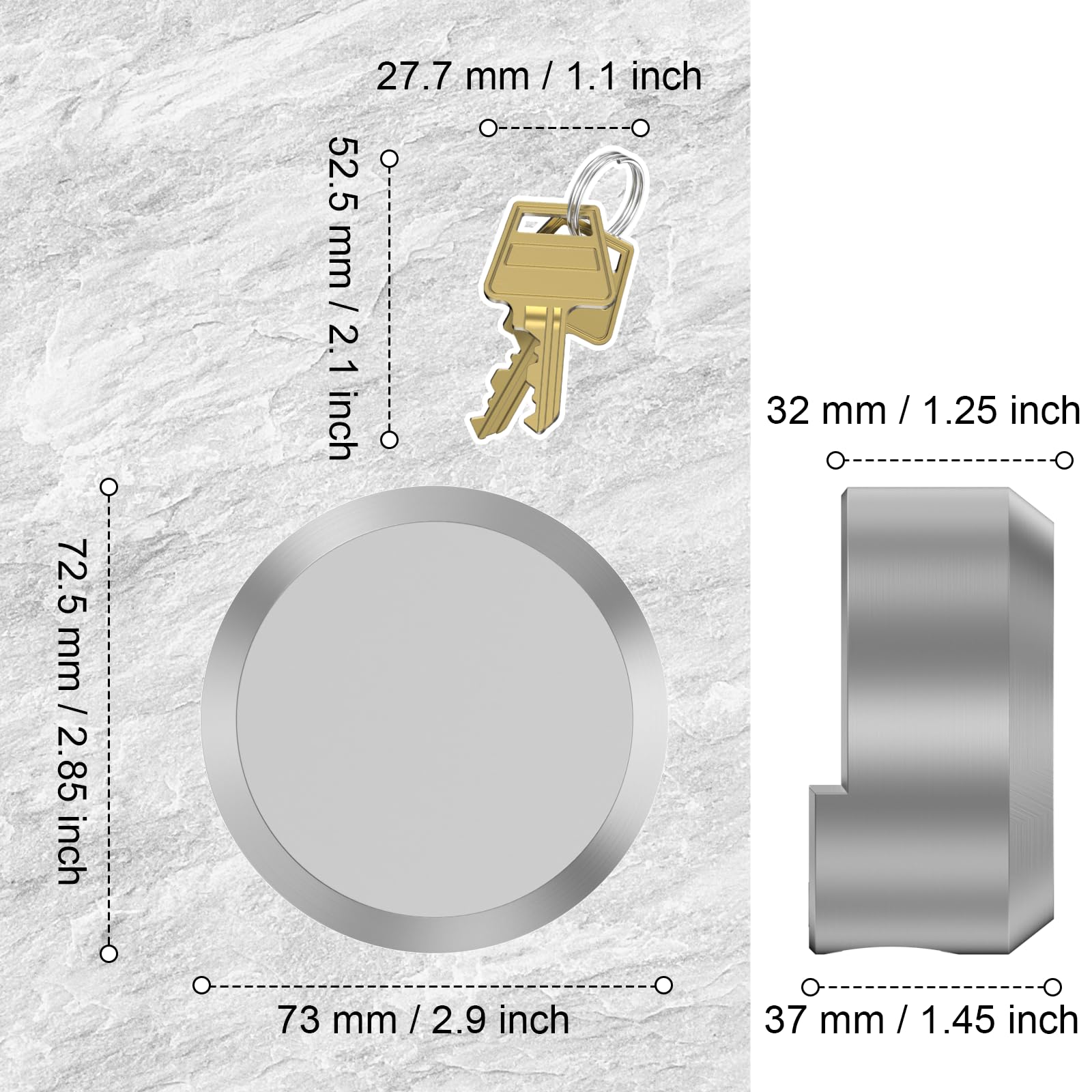 Paquete de 4 candados de grillete oculto de 2.9 pulgadas (73 mm) con llave de disco de superficie reforzada resistente, candados cromados para remolques cerrados, contenedores de envío,