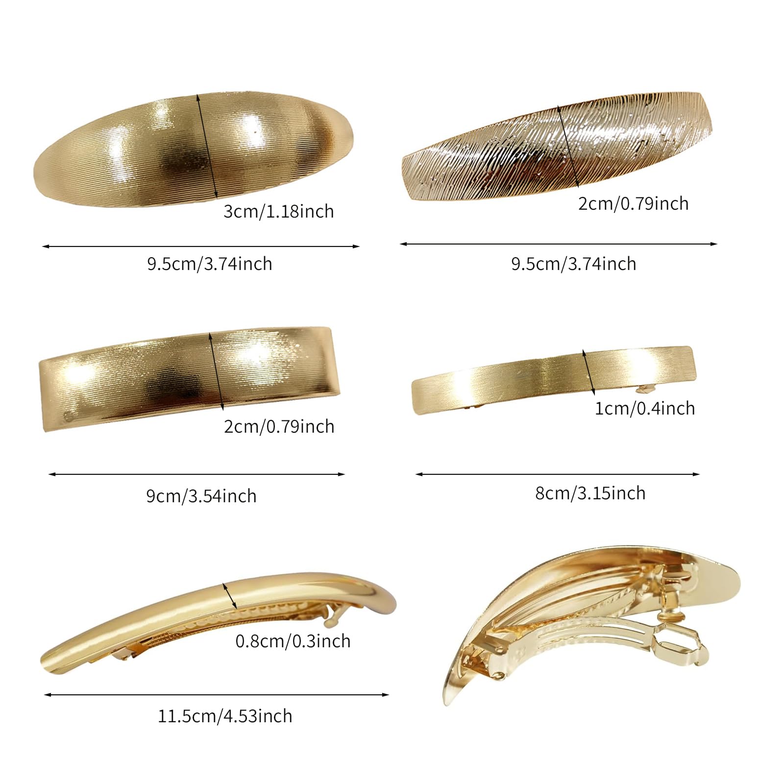 Amazon.com : Metal Retro Large Barrette Pack of 5 Style 
