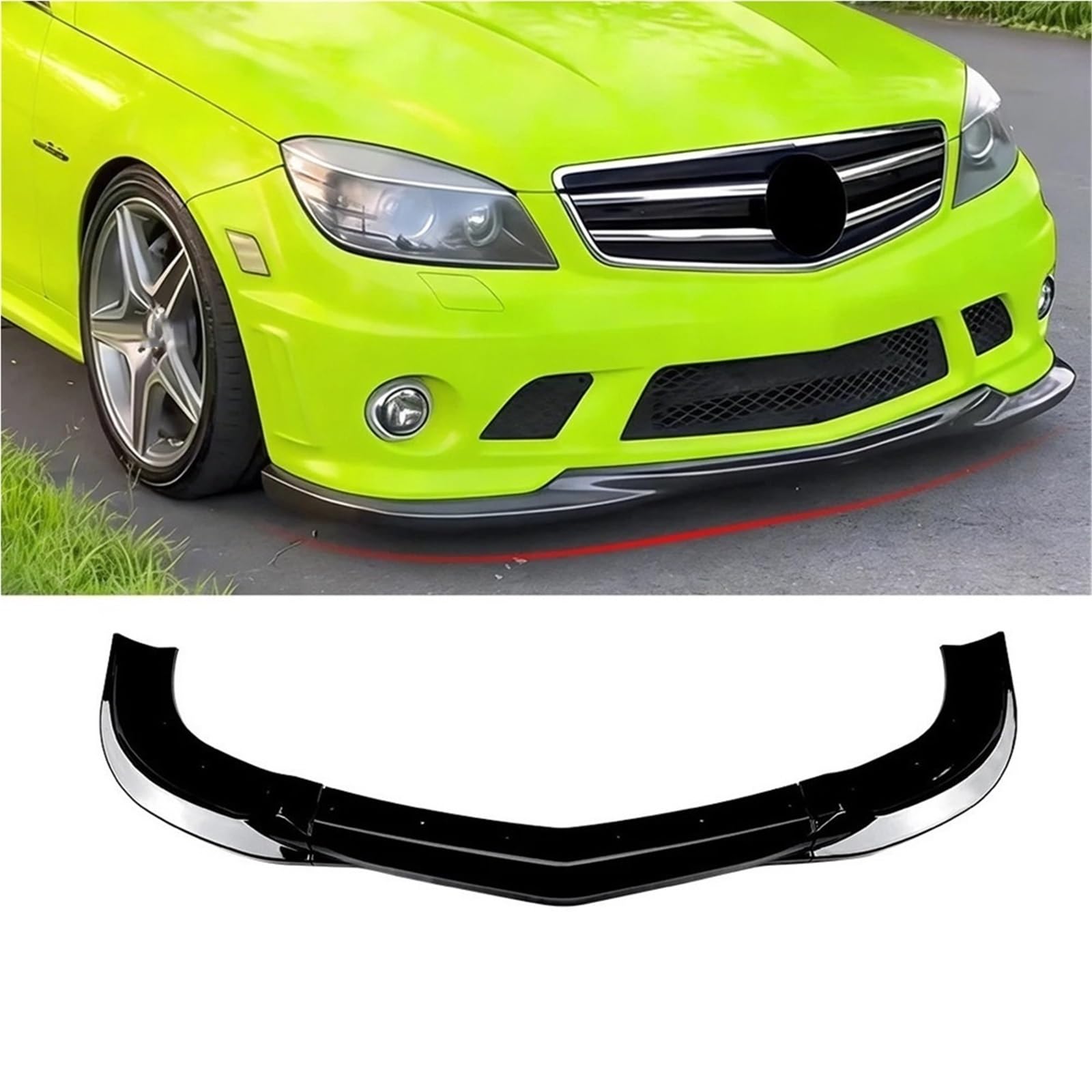 Przedni spoiler Splitter spojler zderzaka kompatybilny z Mercedes Benz AMG C63 W204 2007-2010 podbródek osłona zaporowa powietrza akcesoria tuningowe(Carbon Look)