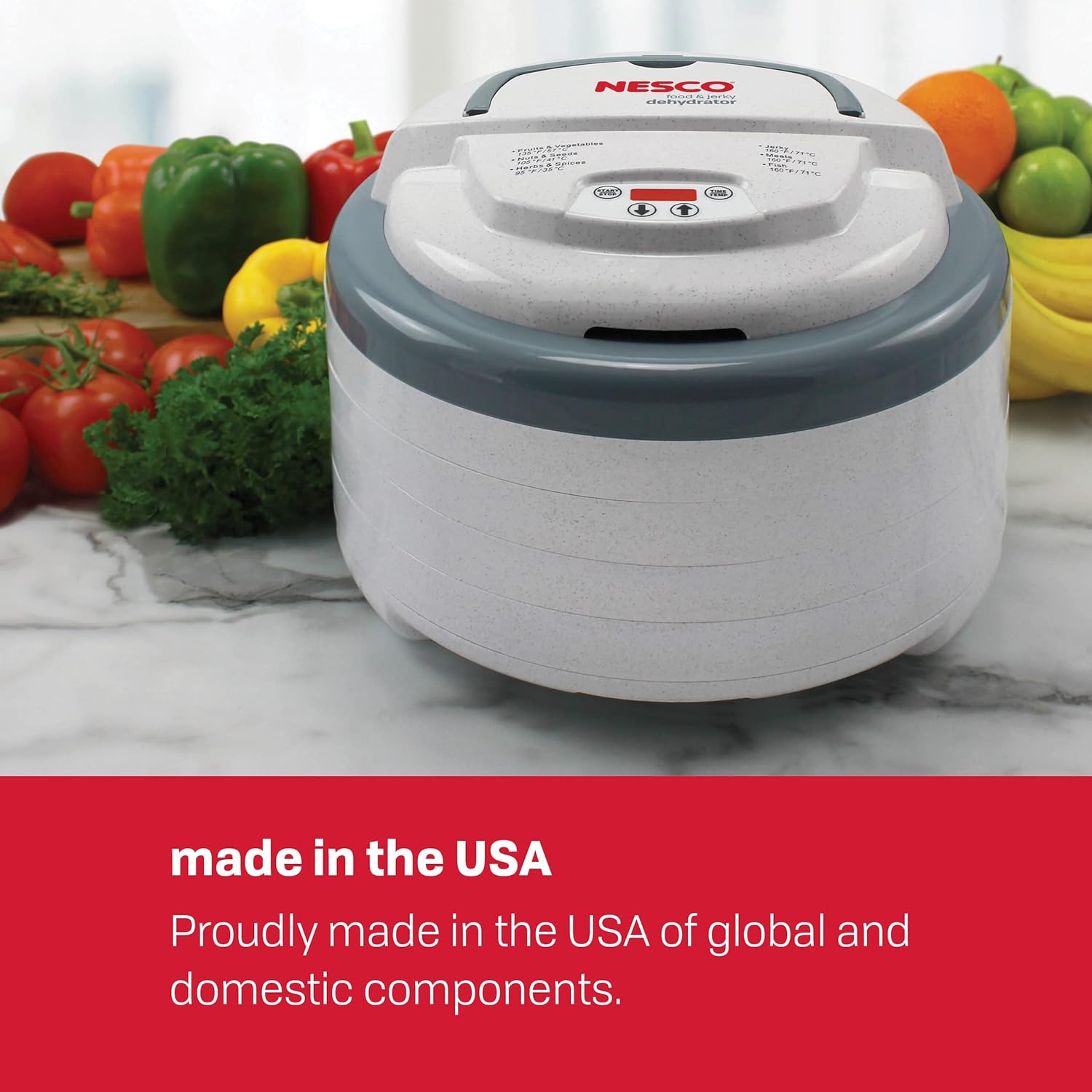 One-Day Sale: Up to 60% Off Nesco FD-79 Snackmaster Pro Digital Food Dehydrator for Snacks, Fruit, Beef Jerky, Meat, Vegetables & Herbs, Gray, 4 Trays