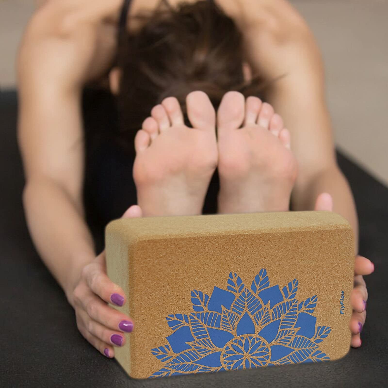 FlyFlow Kork-Yoga-Blöcke, 2 Stück, natürlich und umweltfreundlich, Übungsblock, 22,9 x 15,2 x 10,2 cm, für Yoga, Pilates und Gleichgewichtstraining