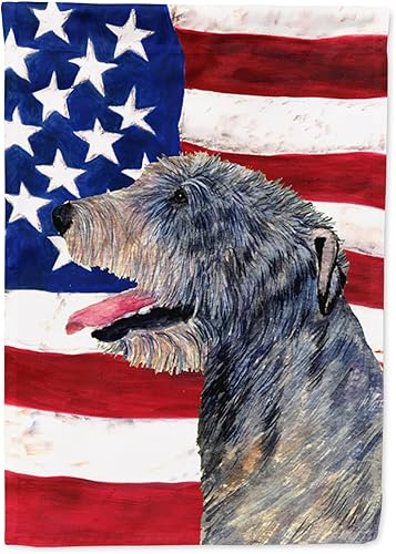 Miniatura 157 de Caroline's Treasures SS4017GF Bandera de Estados Unidos con Bulldog Inglés para jardín, bandera decorativa para patio exterior, patio, parterres,