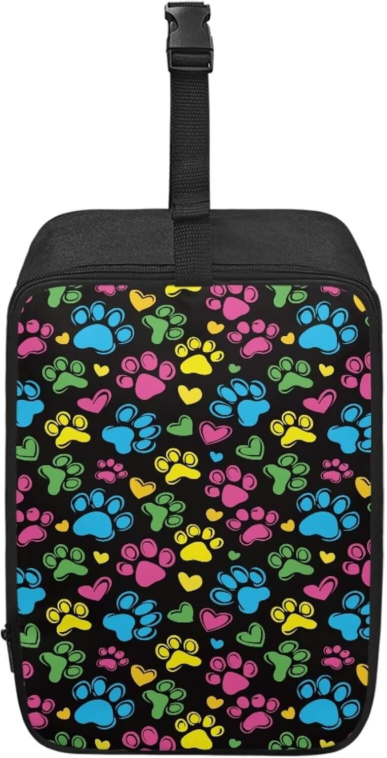 Colorful Pet Paws Hearts Iron Storage Bags Protective Carrying Bag with Zipper Closure Handheld Garment Steamer Case Lightweight Travel Bag with Buckle Handle