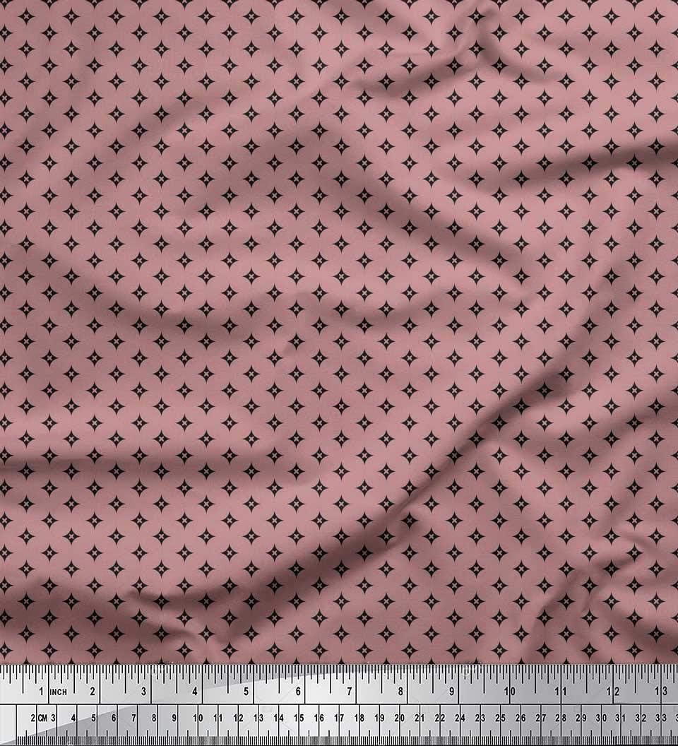 Soimoi Cotton Canvas Fabric - Geometric Print, Dusty Rose | 42" Wide | Sold by The Yard | Medium Weight Upholstery Fabric for Home Décor, Bags & DIY Projects