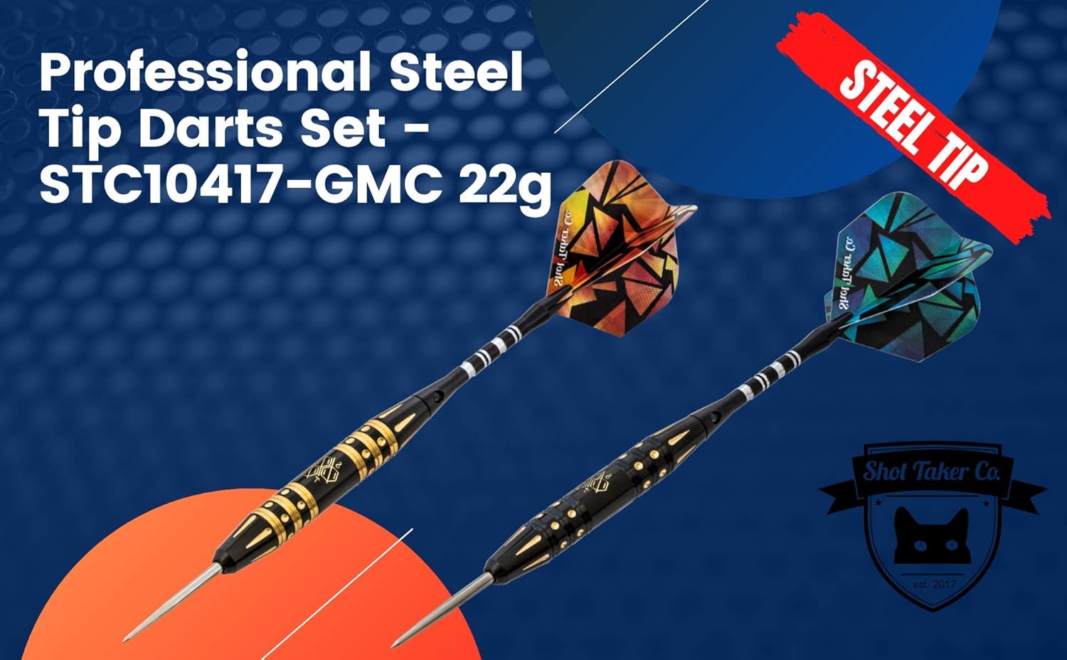 6pc Steel Tip Darts Set - Professional Darts for Dartboard - Includes Barrels + Plastic/Aluminum Shafts + O'Rings + Flights + Sharpener + Wrench
