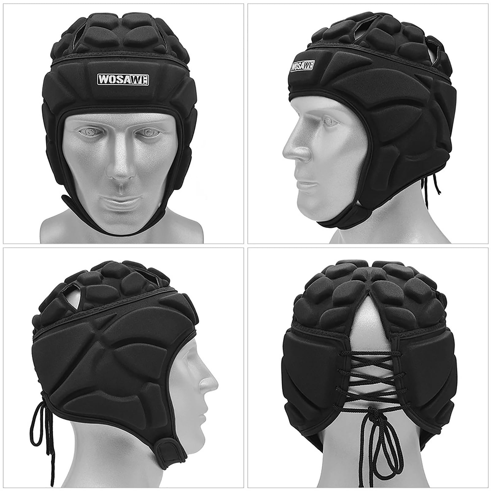 Pro Helm, verstellbar, EVA, stoßfest, Torwarthelm für Rugby, Fußball, Torwart und Torwart-Kopfschutz, Unisex
