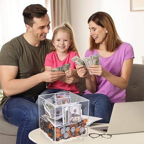Miniatura 5 de Oranwell Alcancía acrílica para adultos, caja de dinero rompible para ahorros y universidad