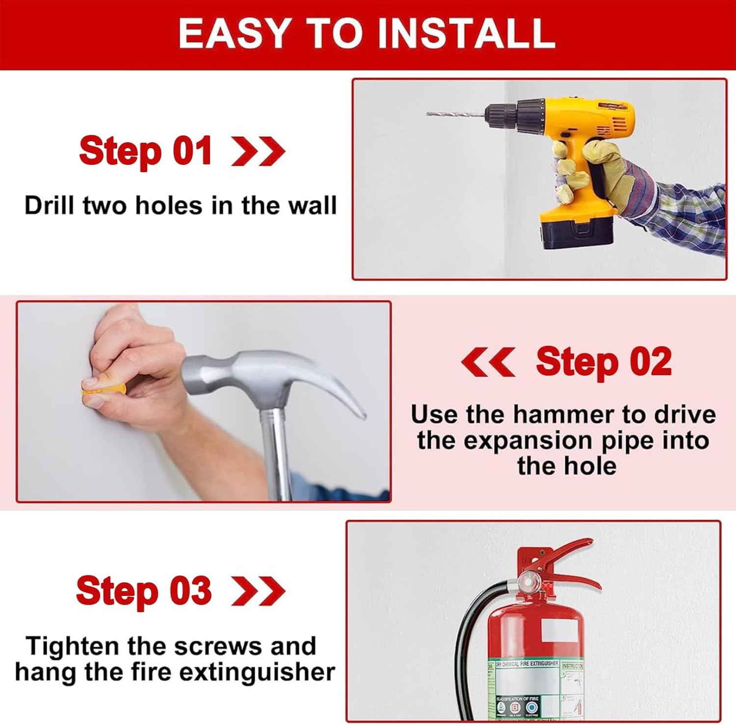 4 Pack Universal Fire Extinguisher Bracket, Fire Extinguisher Mounts & Brackets for 5 to 13 lbs, Universal for All Extinguishers with Valve Body Slots, Holder for Dry Chemical and Water Extinguishers