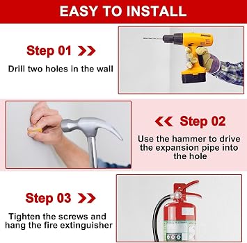 4 Pack Universal Fire Extinguisher Bracket, Fire Extinguisher Mounts & Brackets for 5 to 13 lbs, Universal for All Extinguishers with Valve Body Slots, Holder for Dry Chemical and Water Extinguishers