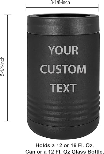 Miniatura 2 de Soporte de bebidas aislado grabado personalizado personalizado de acero inoxidable Enfriador de botellas de vidrio o lata de aluminio (verde)