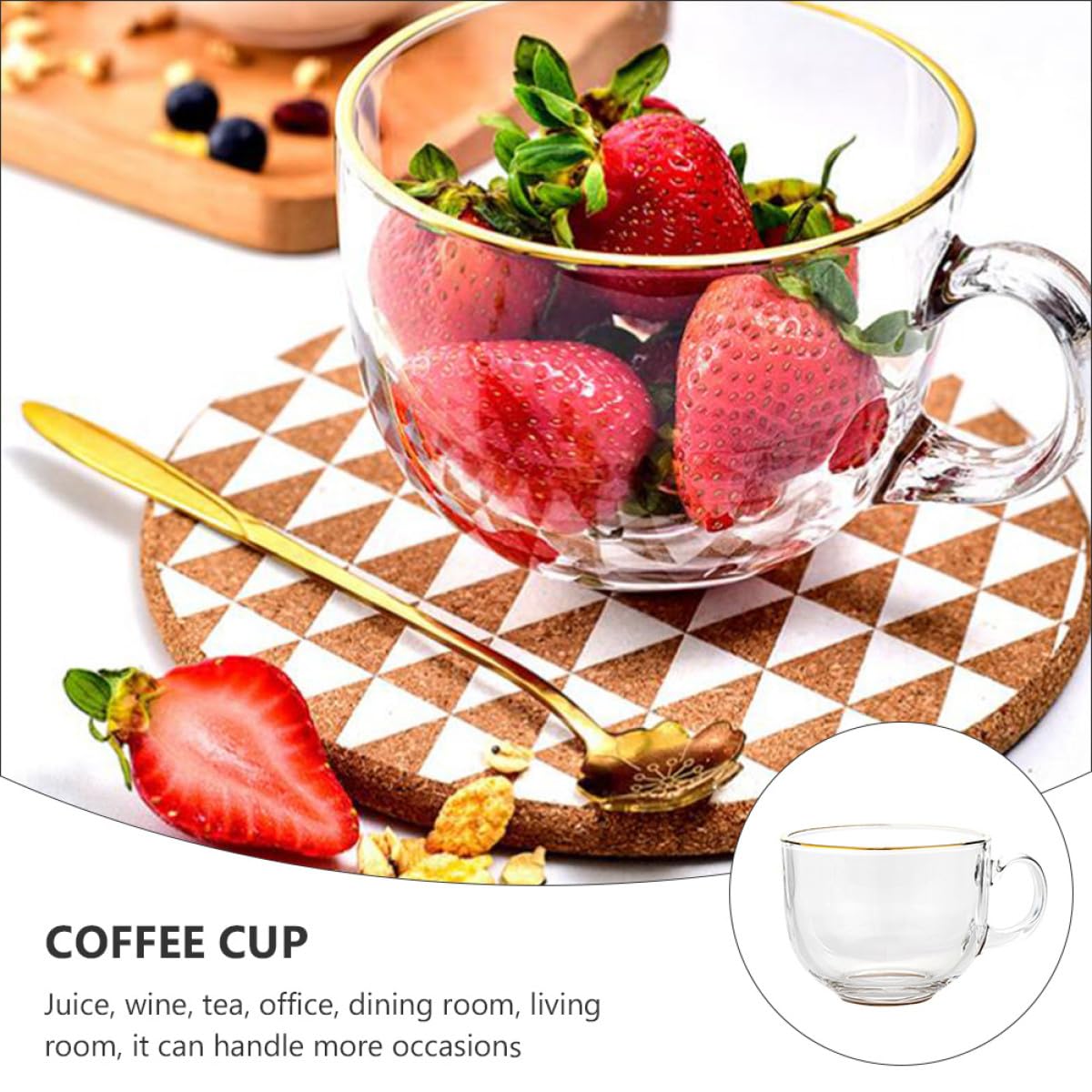 NUOBESTY 3pezzi Tazza Da Bevanda in Vetro Trasparente Manico Per Colazione Bicchieri Per Bevande Calde e Latte Per Uso Domestico