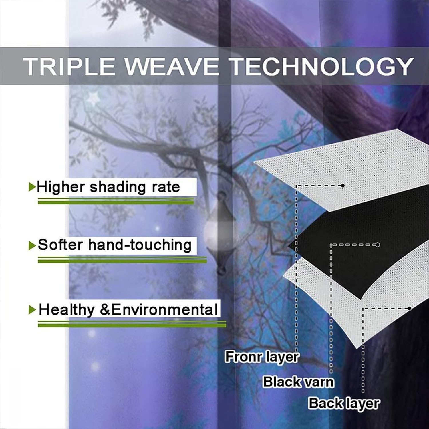 Fantastic Wolf Curtains, Silhouette Wildlife Howling at Glitter Moon in Dreamy Magic Forest Drapes, Thermal Insulation Blackout Rod Pocket Window Treatments for Living Room Bedroom Bathroom 42x63in