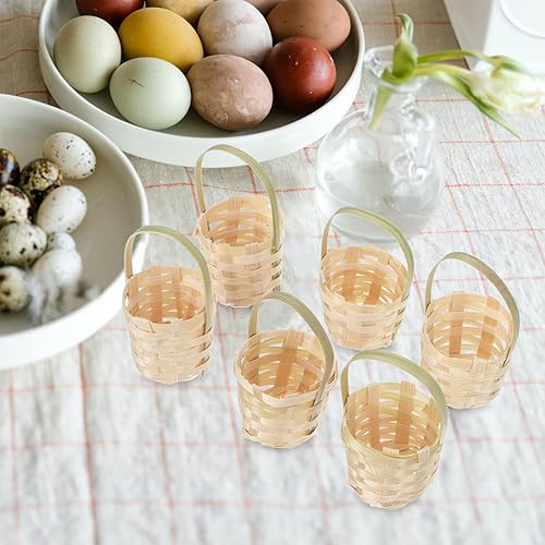 Miniatura 2 de Amosfun 6 cestas de almacenamiento de huevos de Pascua, contenedor de aperitivos de Pascua, despensa tejida, cesta de flores, organizador de Pascua
