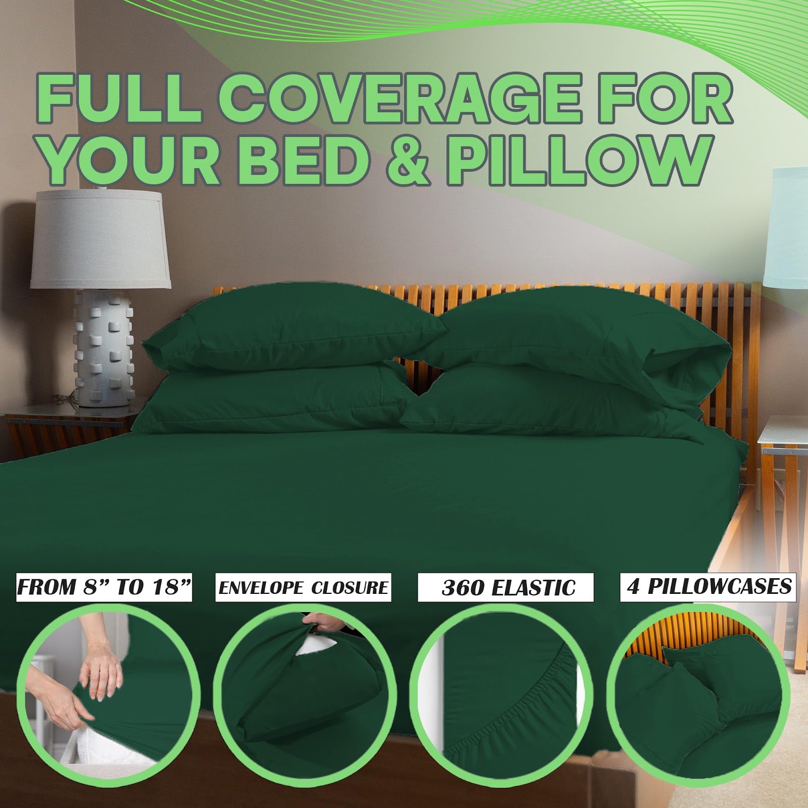 Sacred Thread 6 PC Rayon Derived from Bamboo Bed Sheets Set, Vegan, Cooling, and Organic Bedding for Home and Hotels, +50 Vibrant Colors for Cooling Bed Sheets