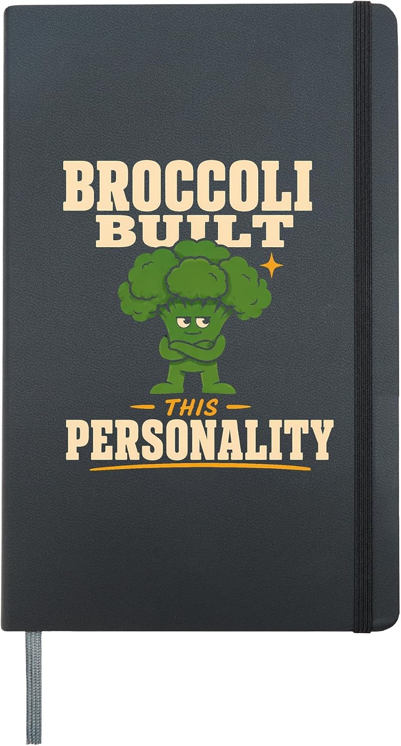 Broccoli Funny Broccoli Cute Vegetable Vegan Gift Hardcover Journal, Black