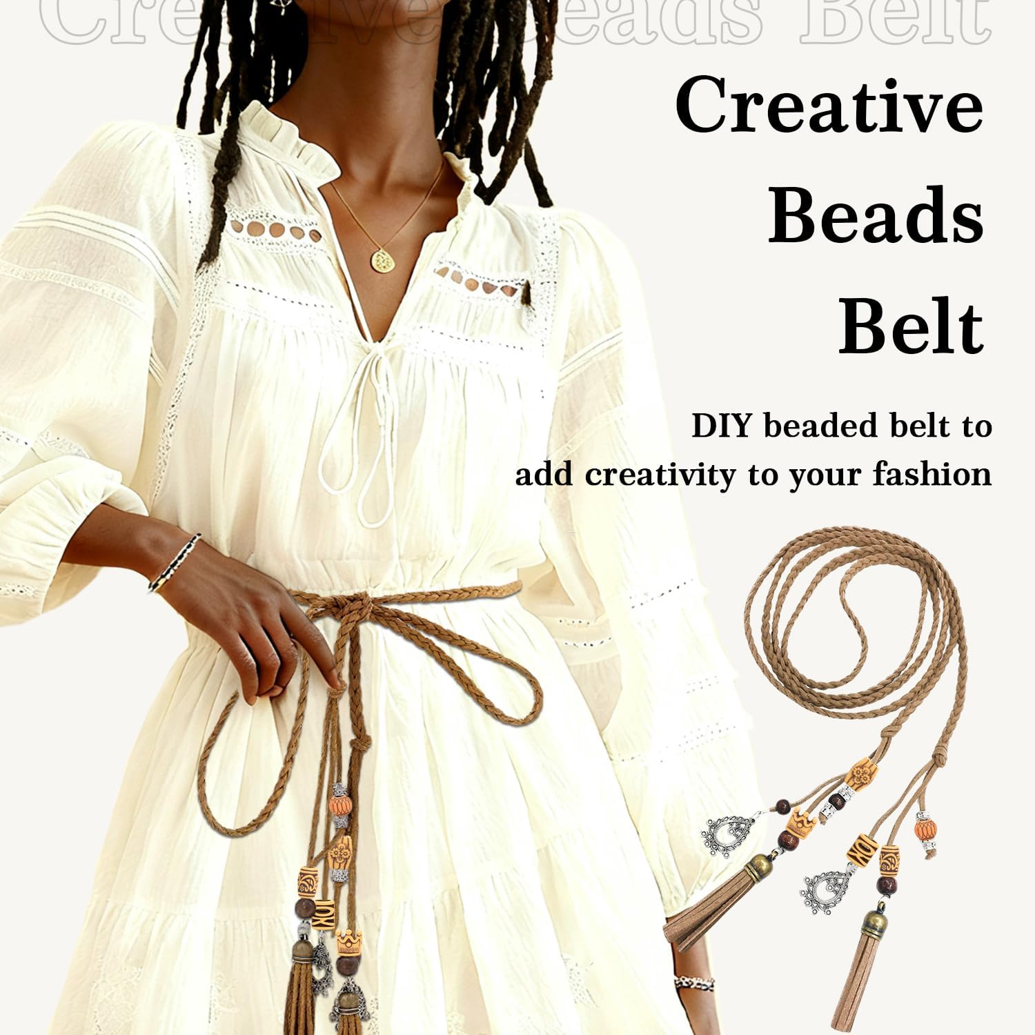 40pcs Plastic Hair Beads for Braids, 20 Styles African Hair Dreadlock Beads Assorted Textures Loc Hair Jewelry Boho Plastic Faux Wood Tube for Women Men Dreadlock Accessories Necklace Bag DIY Crafts - Image 5