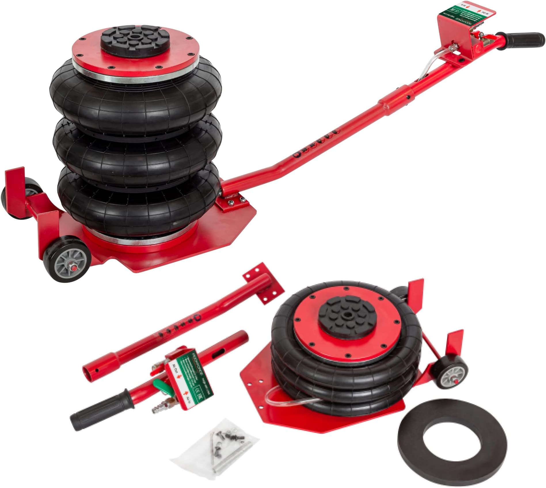 Pneumatic Rolling Hydraulic Portable Jack 3 Ton 8000 Ib Capacity with Air Triple Bag and Rubber Pad for Car Lift