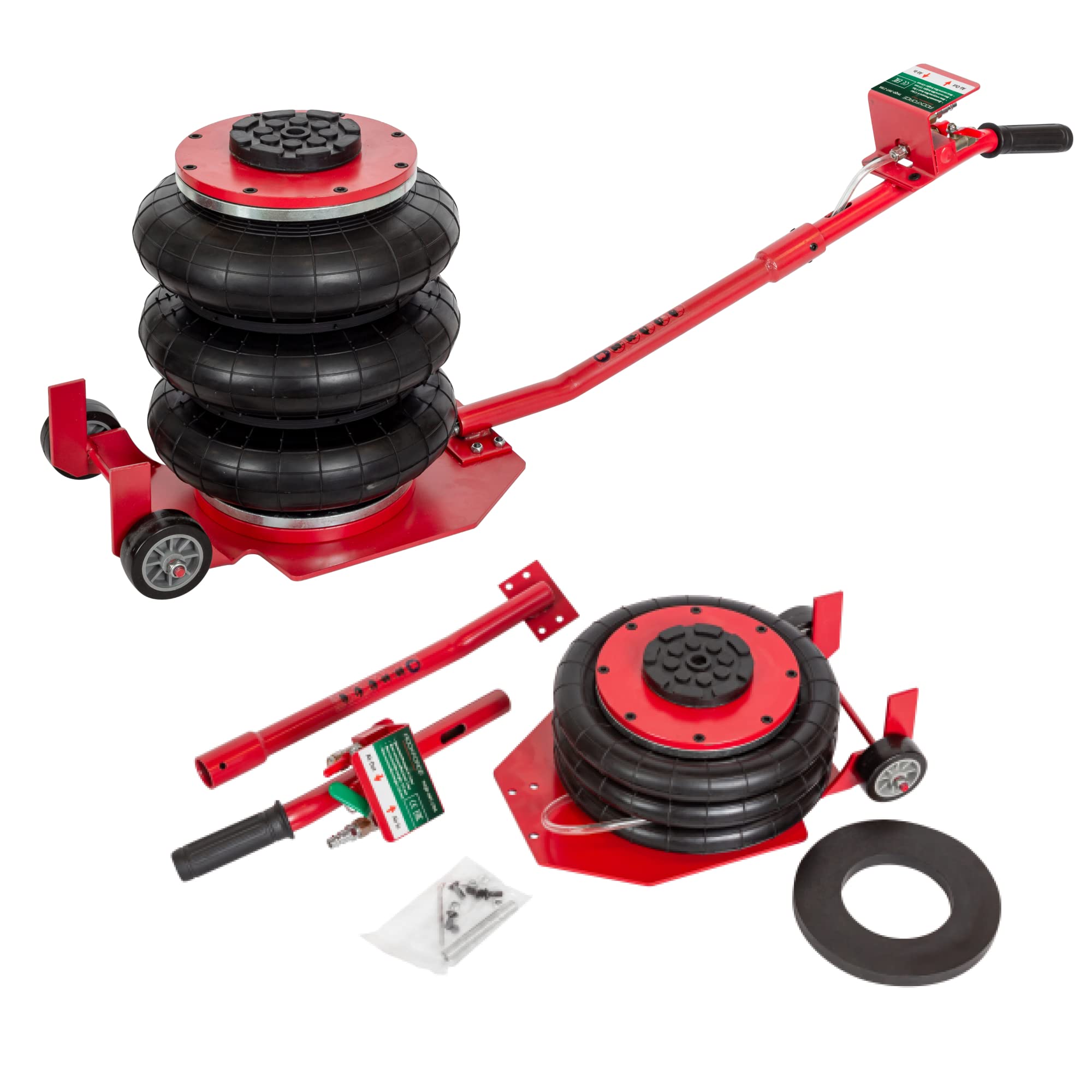 Pneumatic Rolling Hydraulic Portable Jack 3 Ton 8000 Ib Capacity with Air Triple Bag and Rubber Pad for Car Lift
