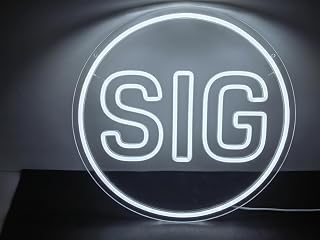 Stylized Monogram Letter Neon Sign, 5-Level Dimmable LED Neon Light with 3-Key Controller, Round White Alphabet Light Sign for Man Cave, Garage, Game Room, Bedroom Wall Decor, Cool Hanging Art Gift