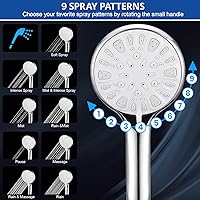 Vista 4 de Cabezal de ducha, regadera de mano y lluvia de 8 pulgadas, juego de regadera de alta presión con brazo de extensión de 11 pulgadas, cabezal de ducha