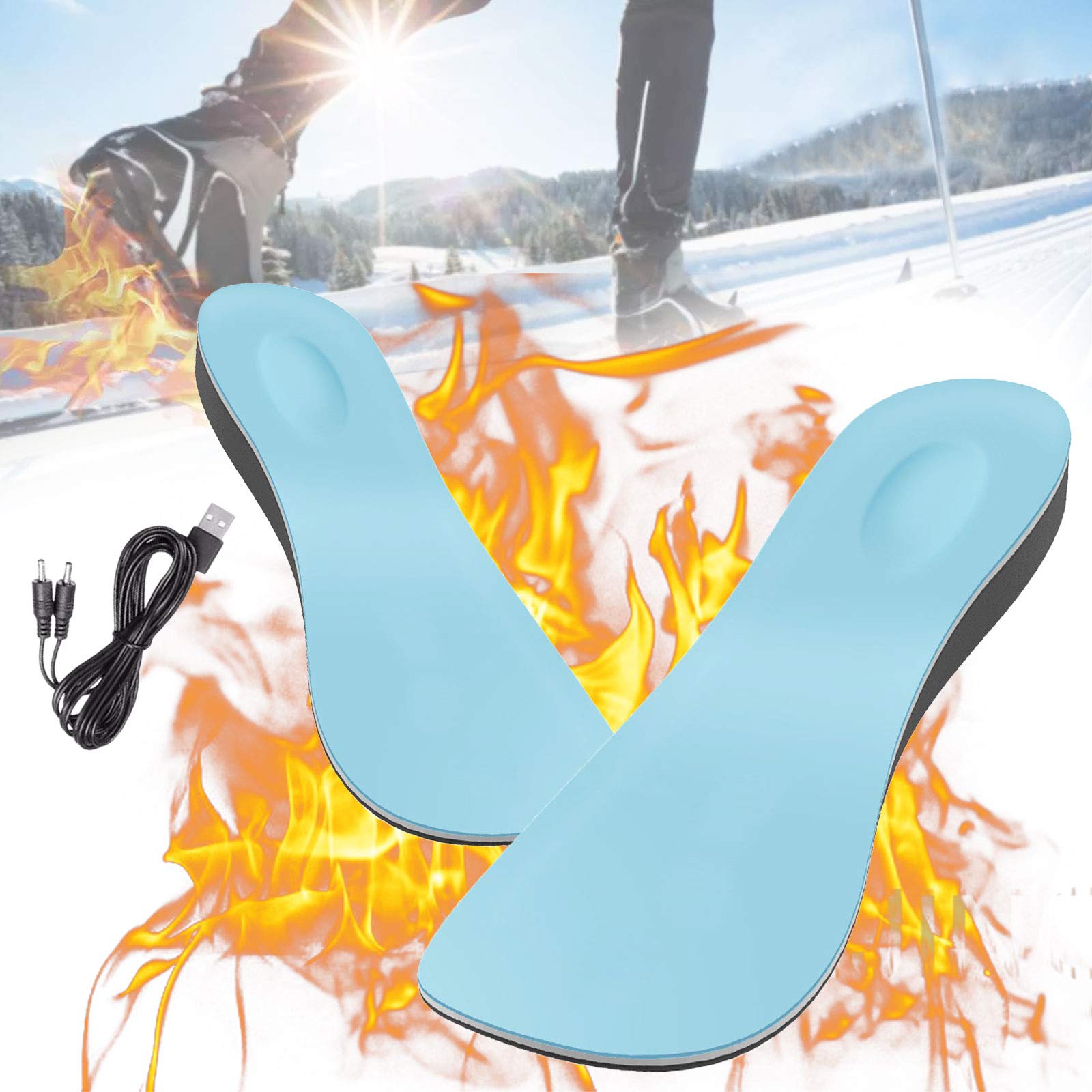 NANANA Solette Riscaldate Ricaricabili USB, Scaldapiedi Elettrico con Interruttore di Controllo, Scaldapiedi, Temperatura Costante 36 Gradi, Riscaldamento per Scarpe, 4-7 Ore di Calore,Male: 41~46