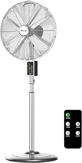 Holmes 16" Chrome Oscillating Pedestal Fan with Remote, 75° Oscillation, 3 Speeds, 3 Modes, Adjustable Height & Tilt - Powerful Home Cooling