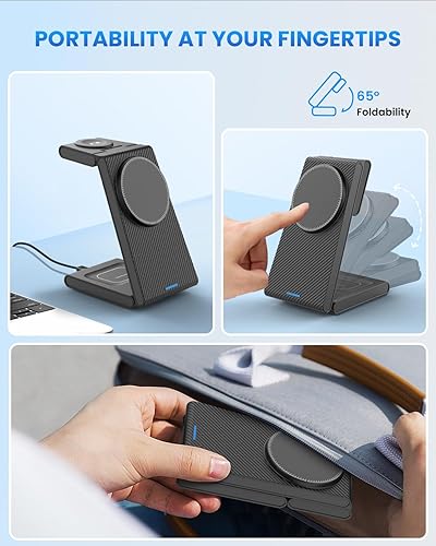 Miniatura 3 de Cargador inalámbrico magnético para dispositivos Apple, estación de carga plegable JoyGeek 3 en 1 para Magsafe compatible con iPhone 16 15 14 13 12