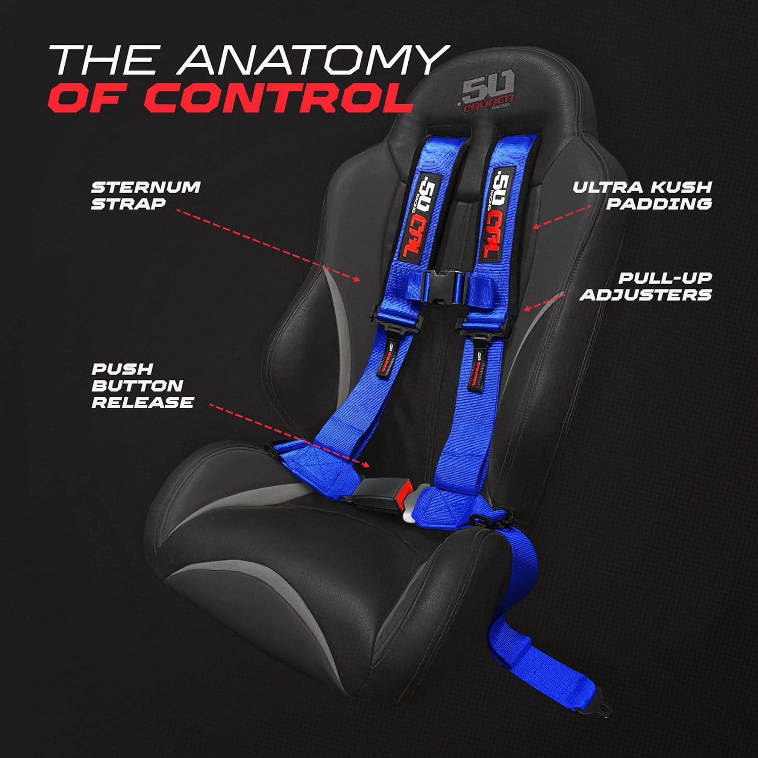 1pc 4 Point Harness for Bucket Seat, Push Release, 10 Color Options, Racing Harness, Race Car, Off Road, UTV, RZR