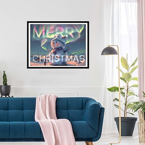 Miniatura 2 de SKRYUIE Kits de pintura de diamantes 5D, muñeco de nieve de Navidad para adultos, taladro redondo completo, pintura de bricolaje con diamantes, arte