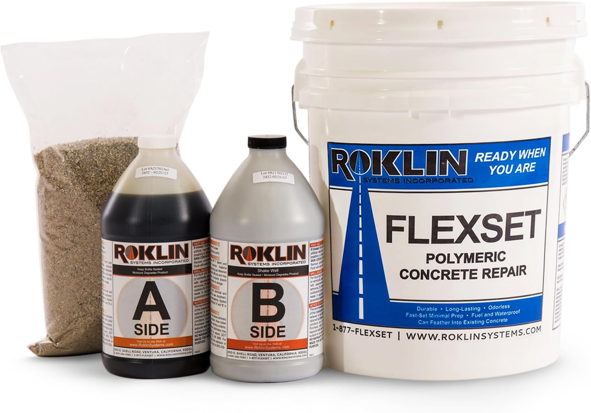 Roklin Systems Inc. FlexSet Rapid Concrete Repair (Gray, 5 Gallon Kit)
