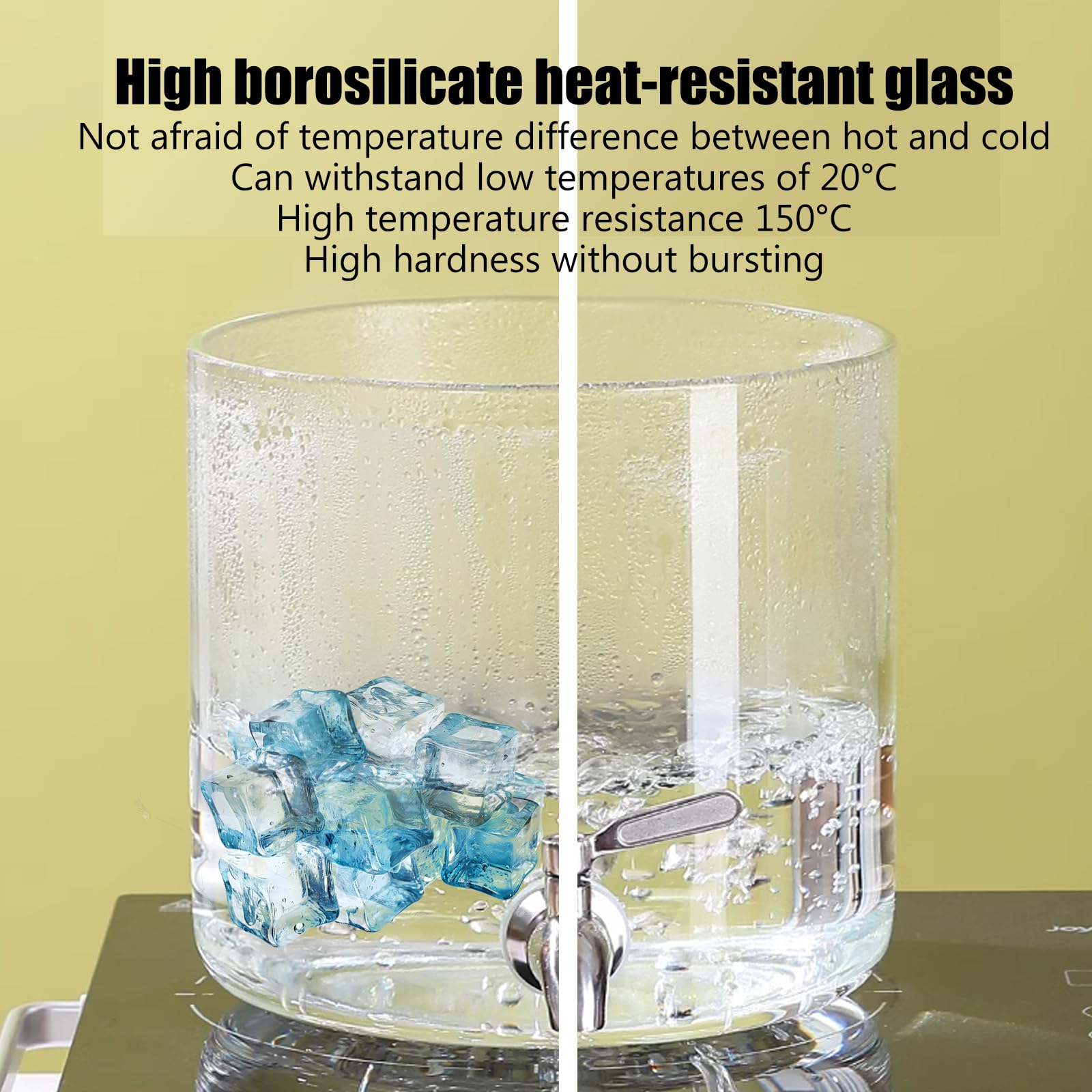 Macchina per Bevande Fredde Verticale in Legno con Supporto in Ferro, Dispenser per Succhi per Feste per Rubinetto da 6 Litri, Barattolo di Limonata per Bevande Calde,6L Diamond Shape